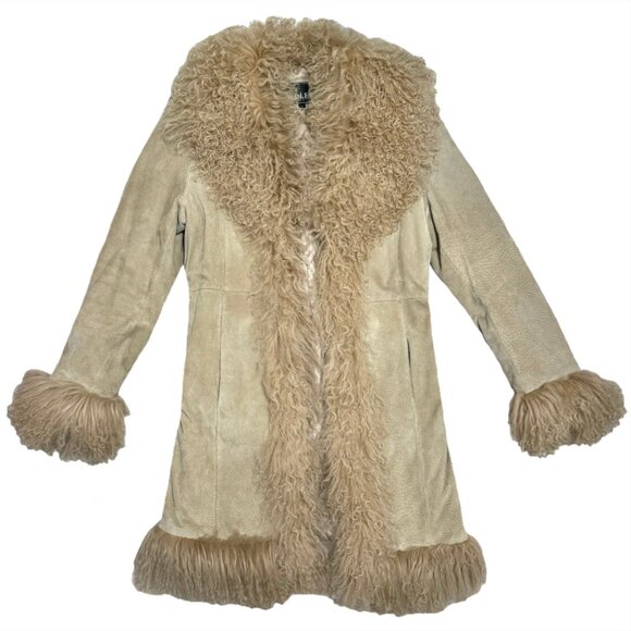 Vintage Genuine Leather Fur Trim Penny Lane Jacket - Picture 1 of 5